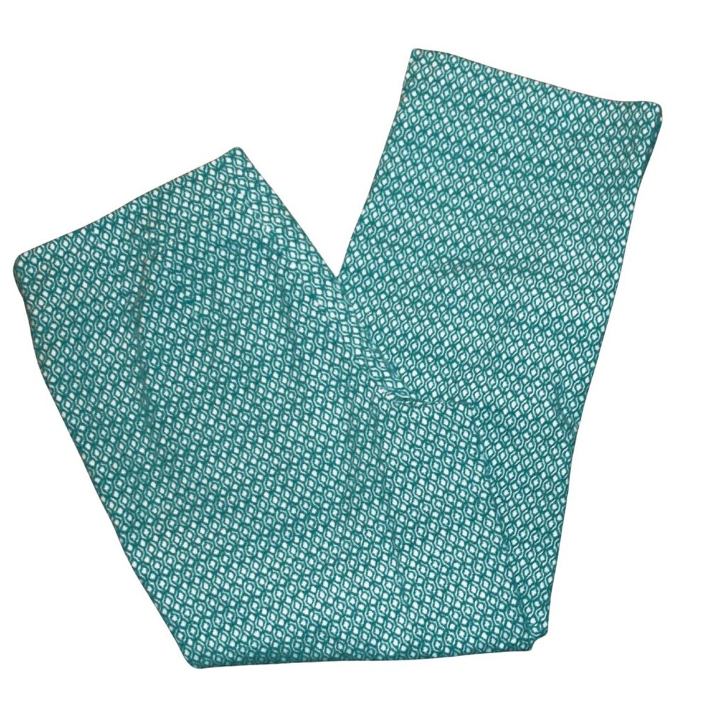 Beautiful Talbots Stretch Size 4 pants in a vibrant blue white geometric print